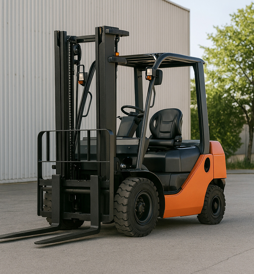 Heftruckchauffeur aan het werk in magazijn